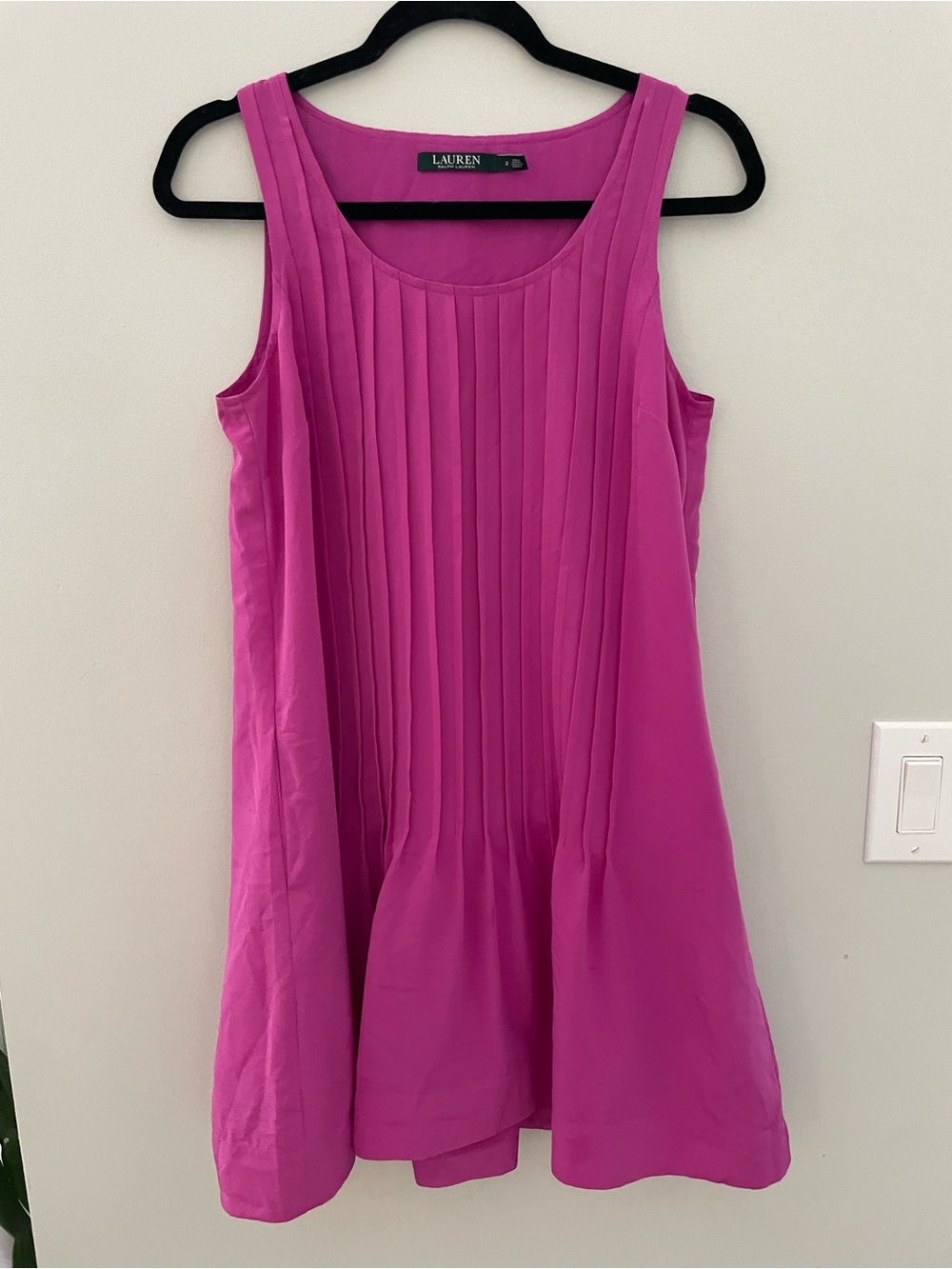 Lauren Ralph Lauren Bright Fuchsia Pleated Tank Dress